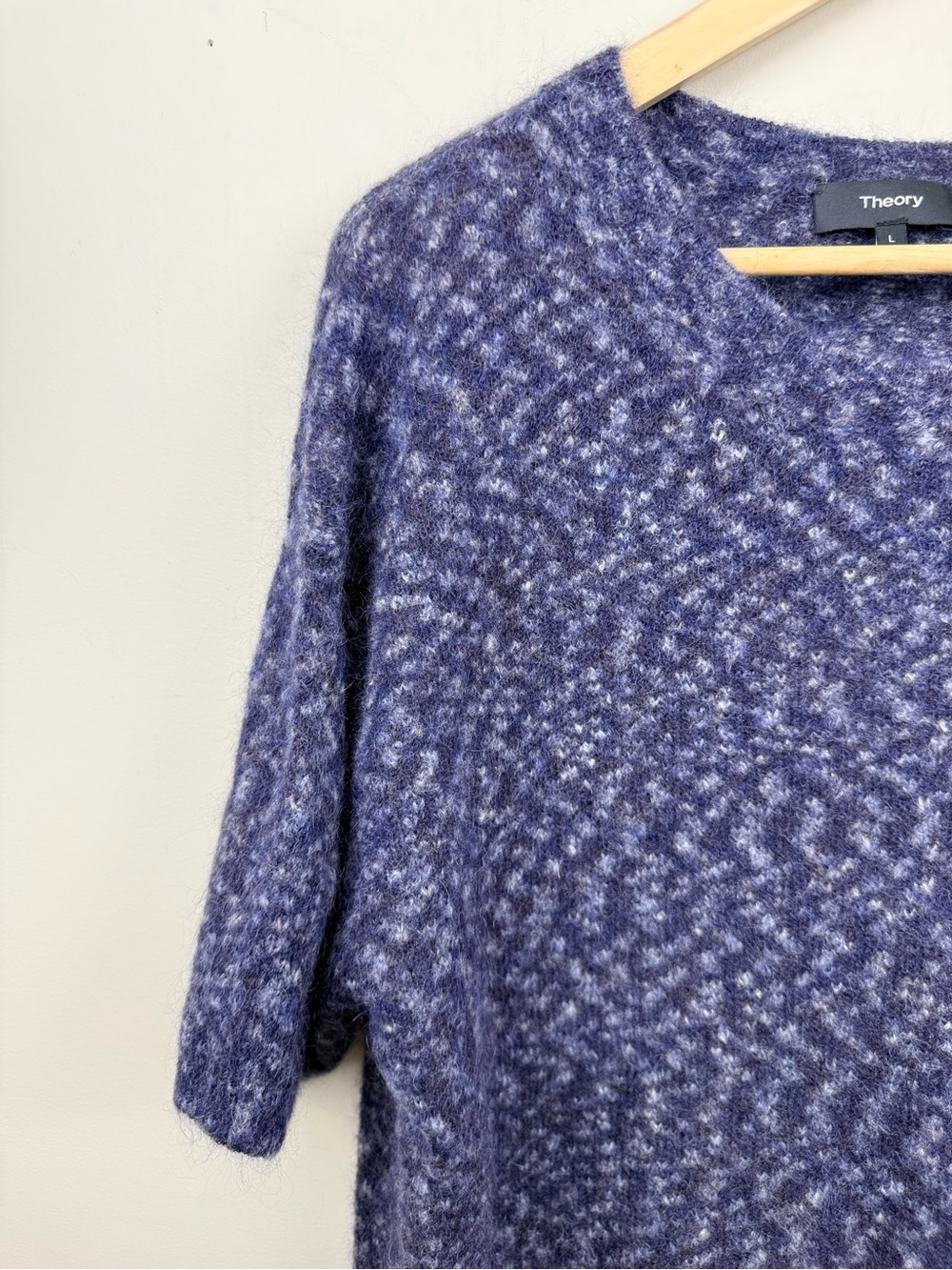 THEORY mohair wool blend short sleeve crew neck pull over large - Picture 3 of 8